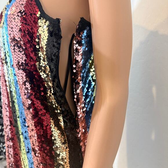 medium sequin multicolor striped mini dress metallic D4 2921 - Picture 7 of 11